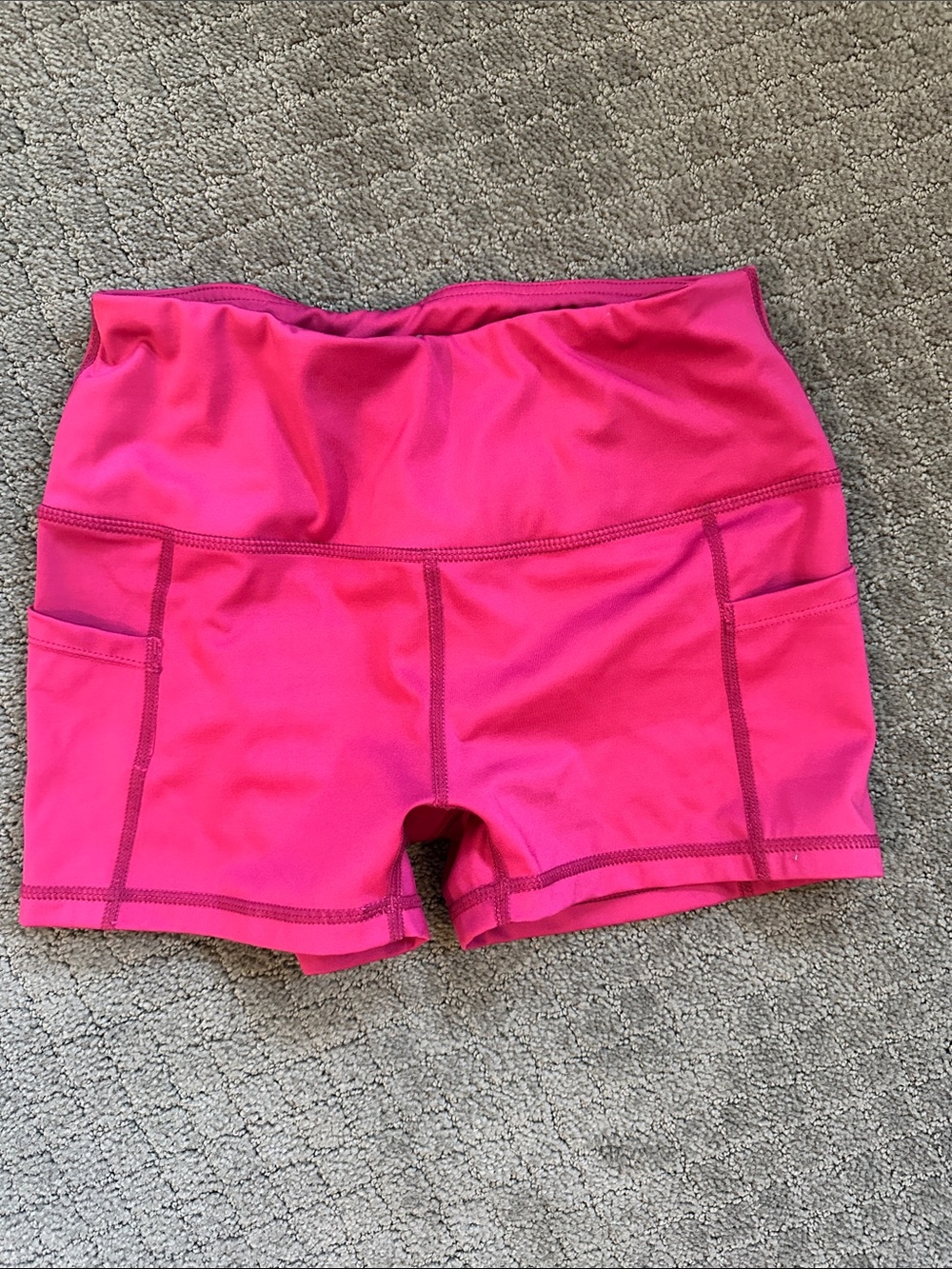Mid-Rise Pink Bike Shorts with Side Pockets